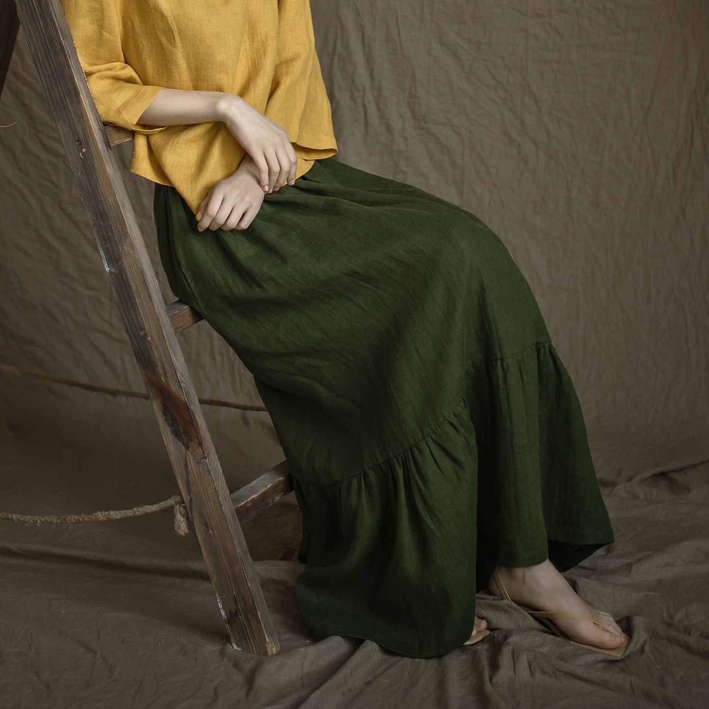 Linen Skirt PEASANT With bottom Frill