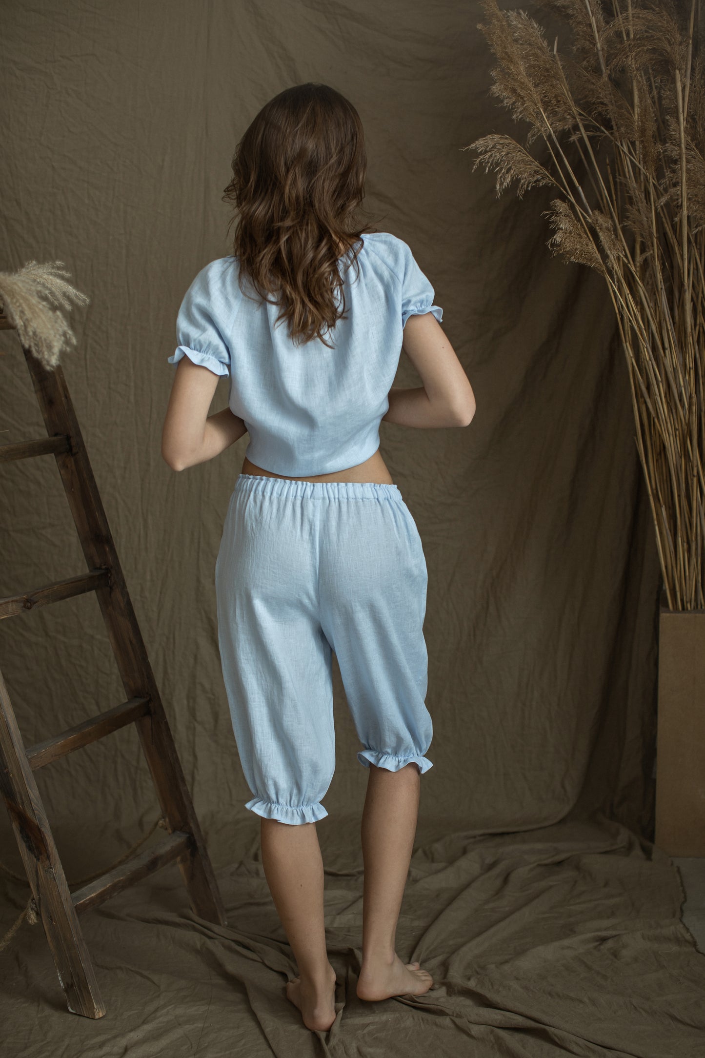 Linen Ruffle Bloomers ANASTASIA Knee Length