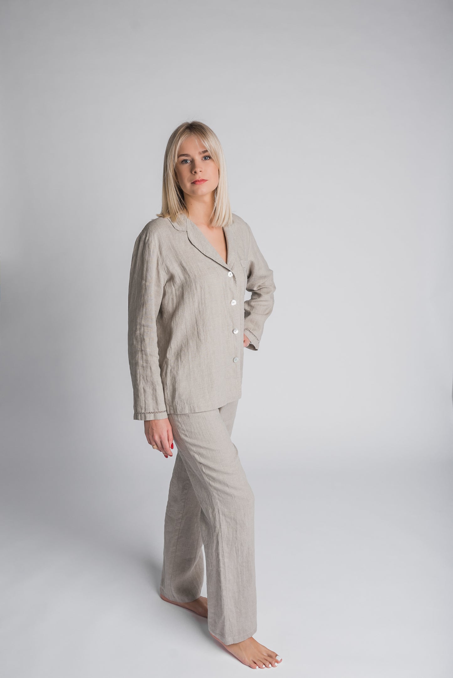 Linen White Pajama Set CLASSIC / Linen Loungewear for Her