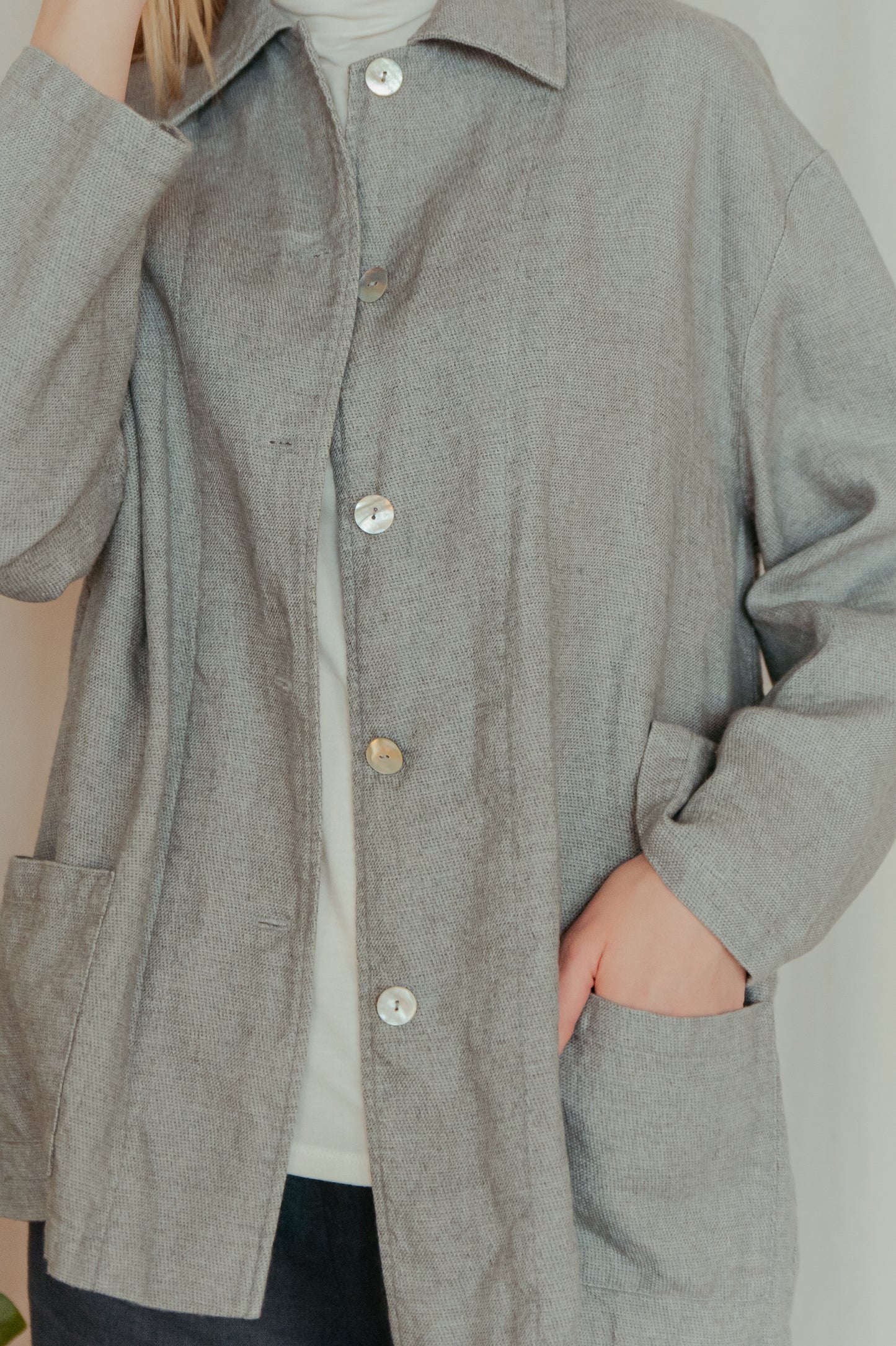 Linen- Wool Gray Shacket BERKLEY Oversize Fit