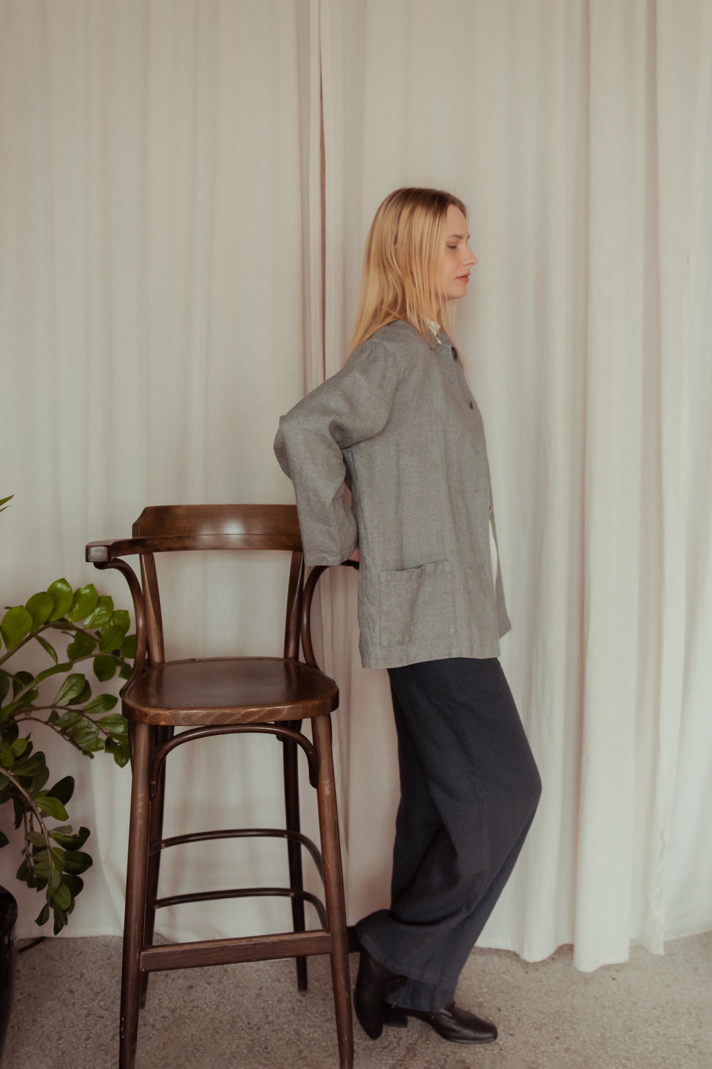 Linen- Wool Gray Shacket BERKLEY Oversize Fit