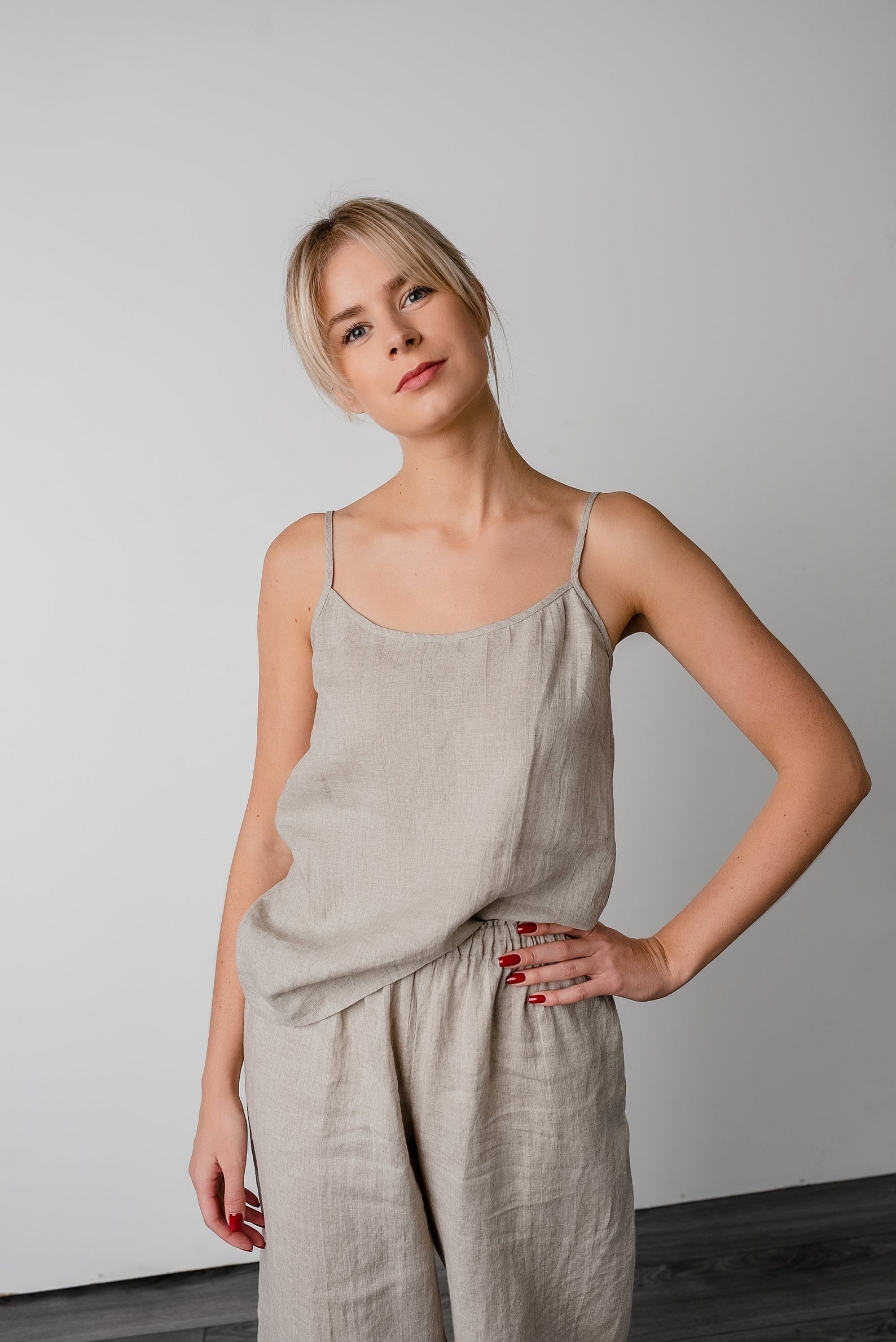 Linen Pajama Set For Women ISABELLA/ Cami and Cropped Wide Pants