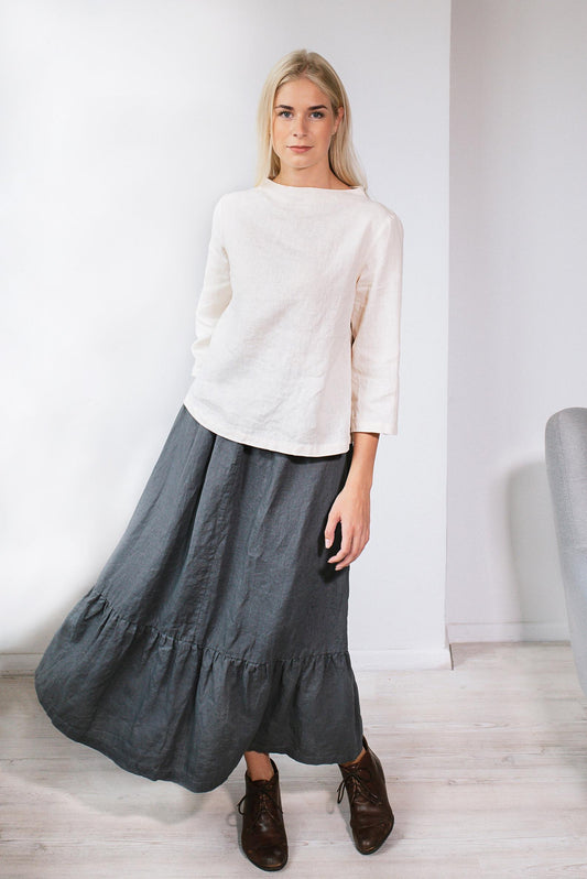 Linen Skirt PEASANT With bottom Frill