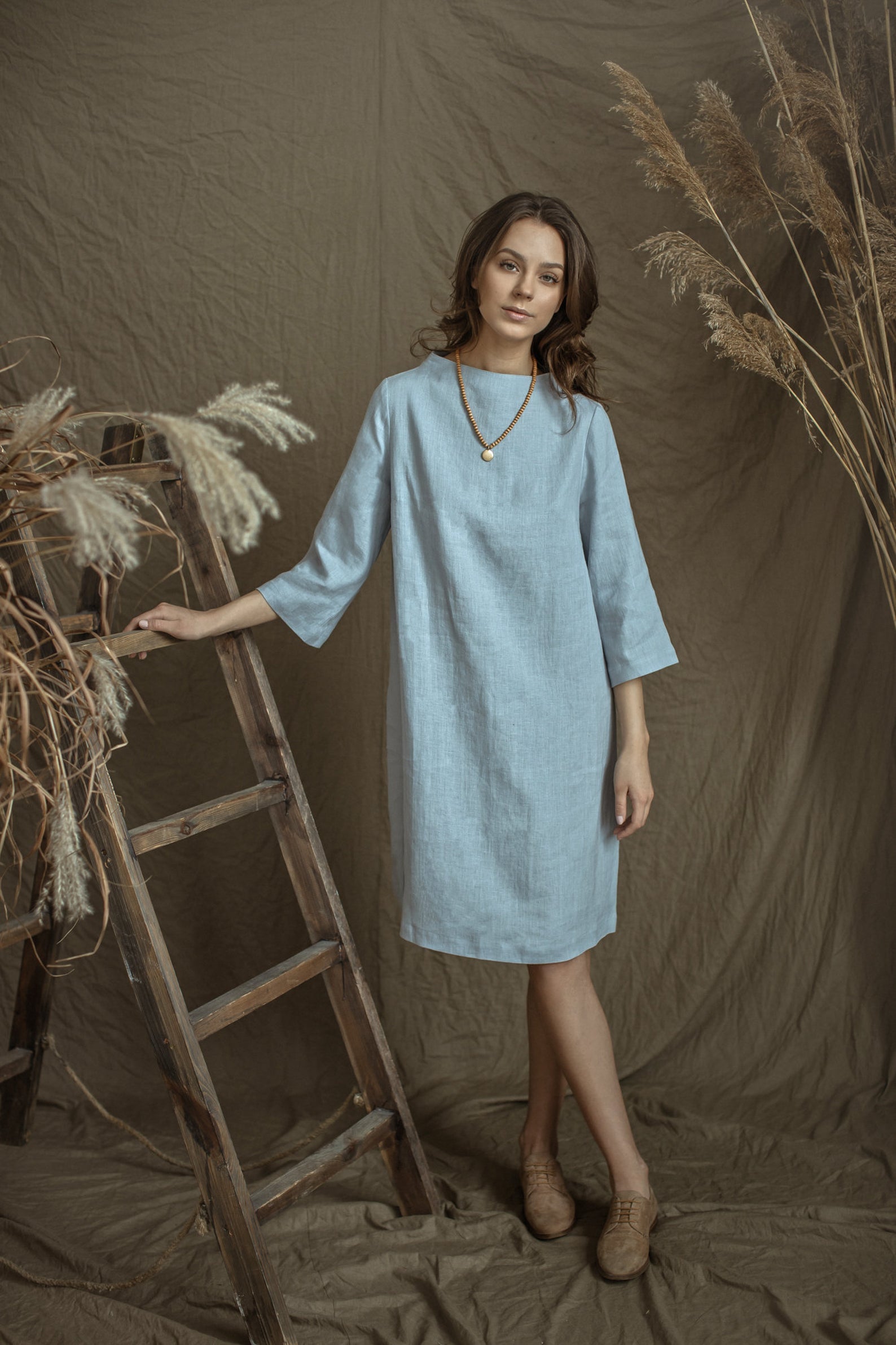 linen dress a line A line Drop Waist Dress 'Julia' from Linen, Drop Waist Linen Dress