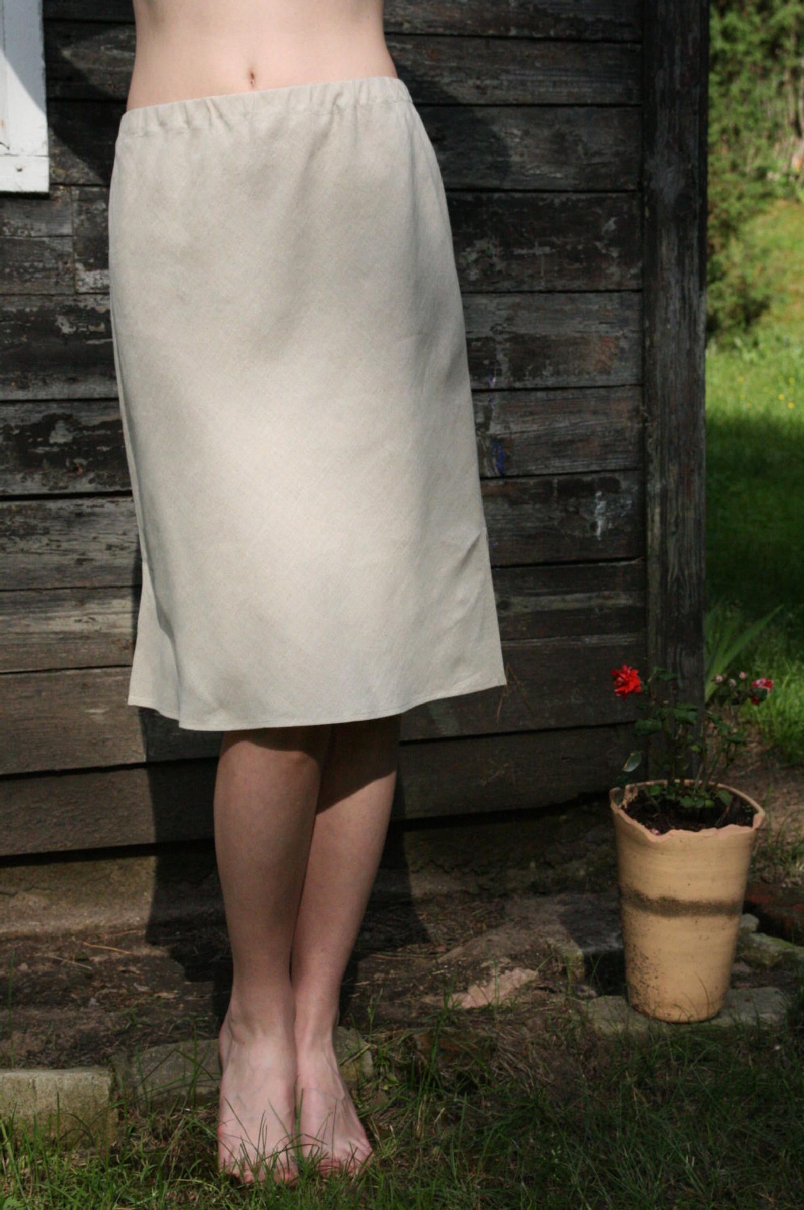 Linen Half Slip/Petticoat Fitted Skirt
