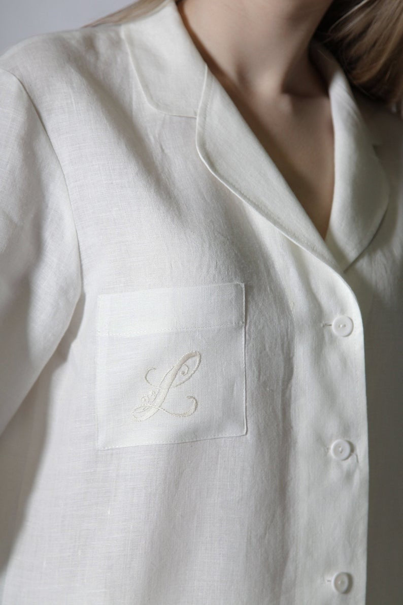 Linen CLASSIC Personalized Pajama Set for Women