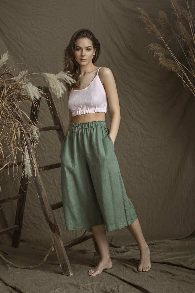 Linen Top-Bustier with Buttoned Back