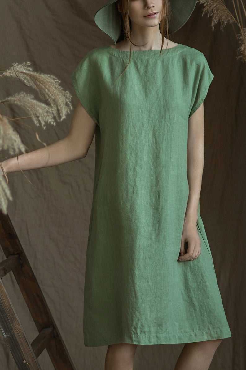 Linen Dress SIMPLE Midi Length