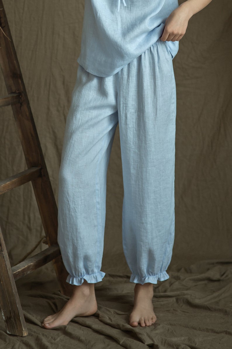 Linen Pajama Set FLORA - Luxury Loungewear for Her