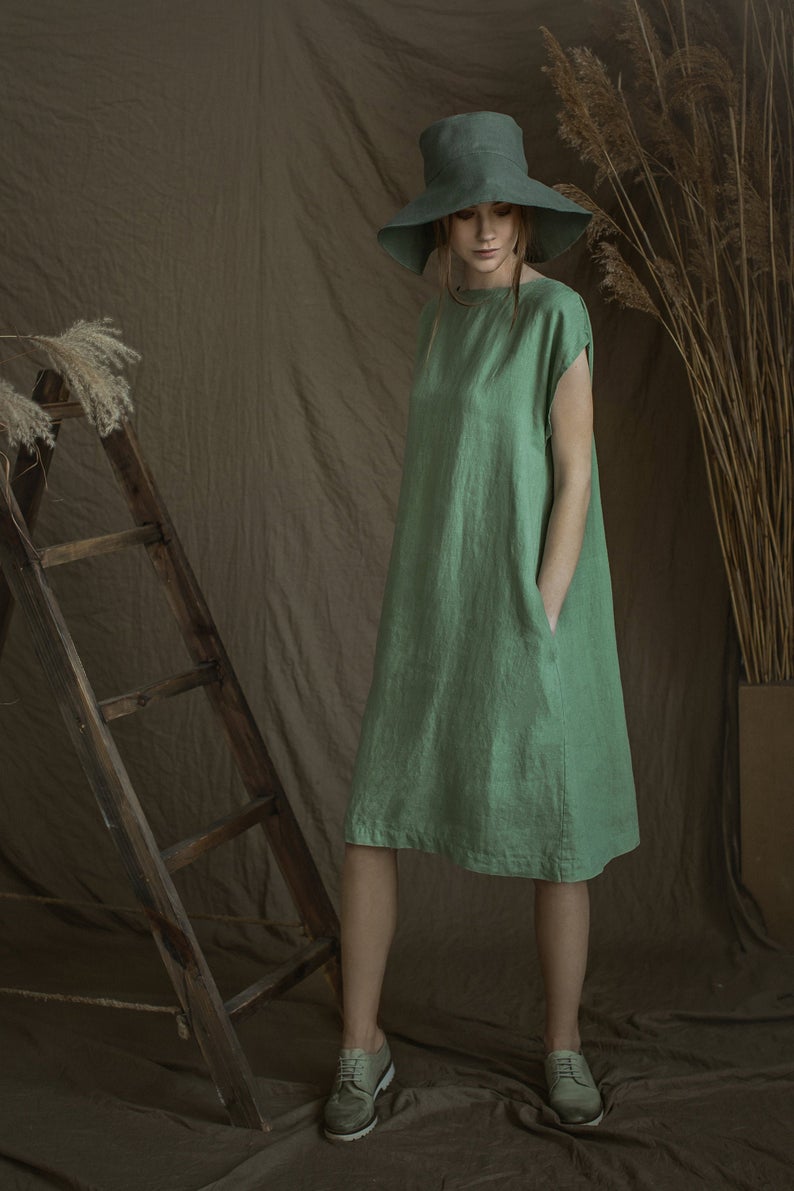 Linen Dress SIMPLE Midi Length