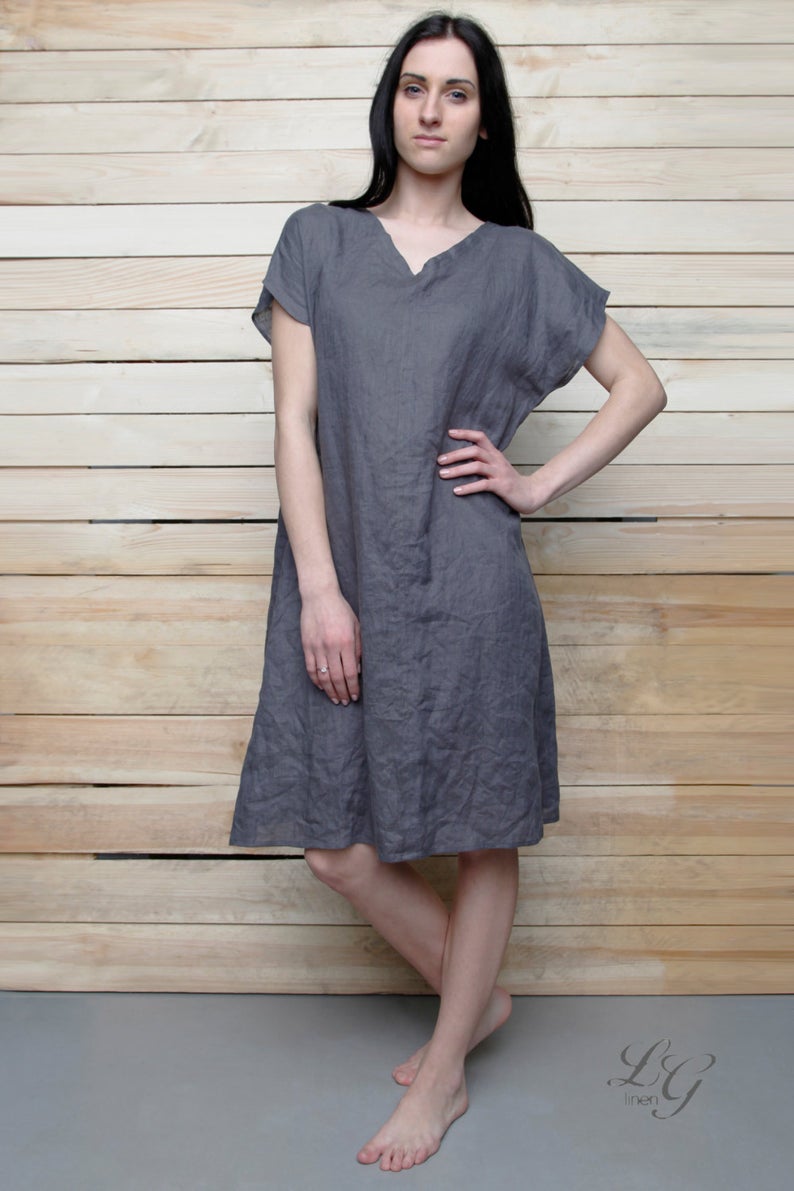 Linen WORK Dress Midi Length