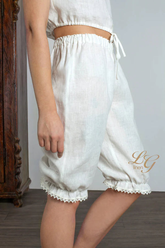 Linen Bloomers ANASTASIA Laced Knee Length/ Victorian Style Underwear