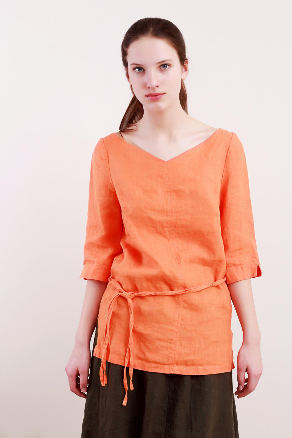 Linen Tunic CLARA V-Neck and Belt