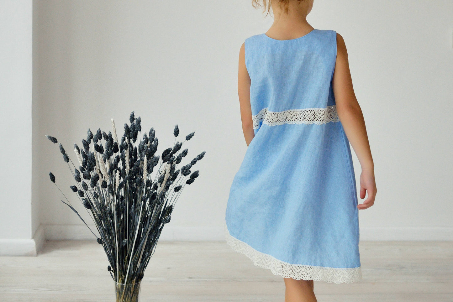 Linen Dress Laced For Girl/ Linen Gown For Girl/ Night Dress For Girls