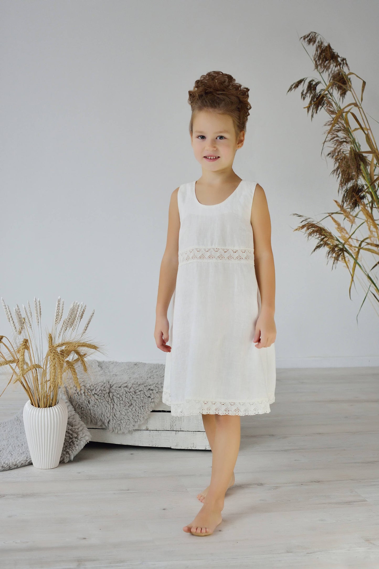 Linen Dress Laced For Girl/ Linen Gown For Girl/ Night Dress For Girls