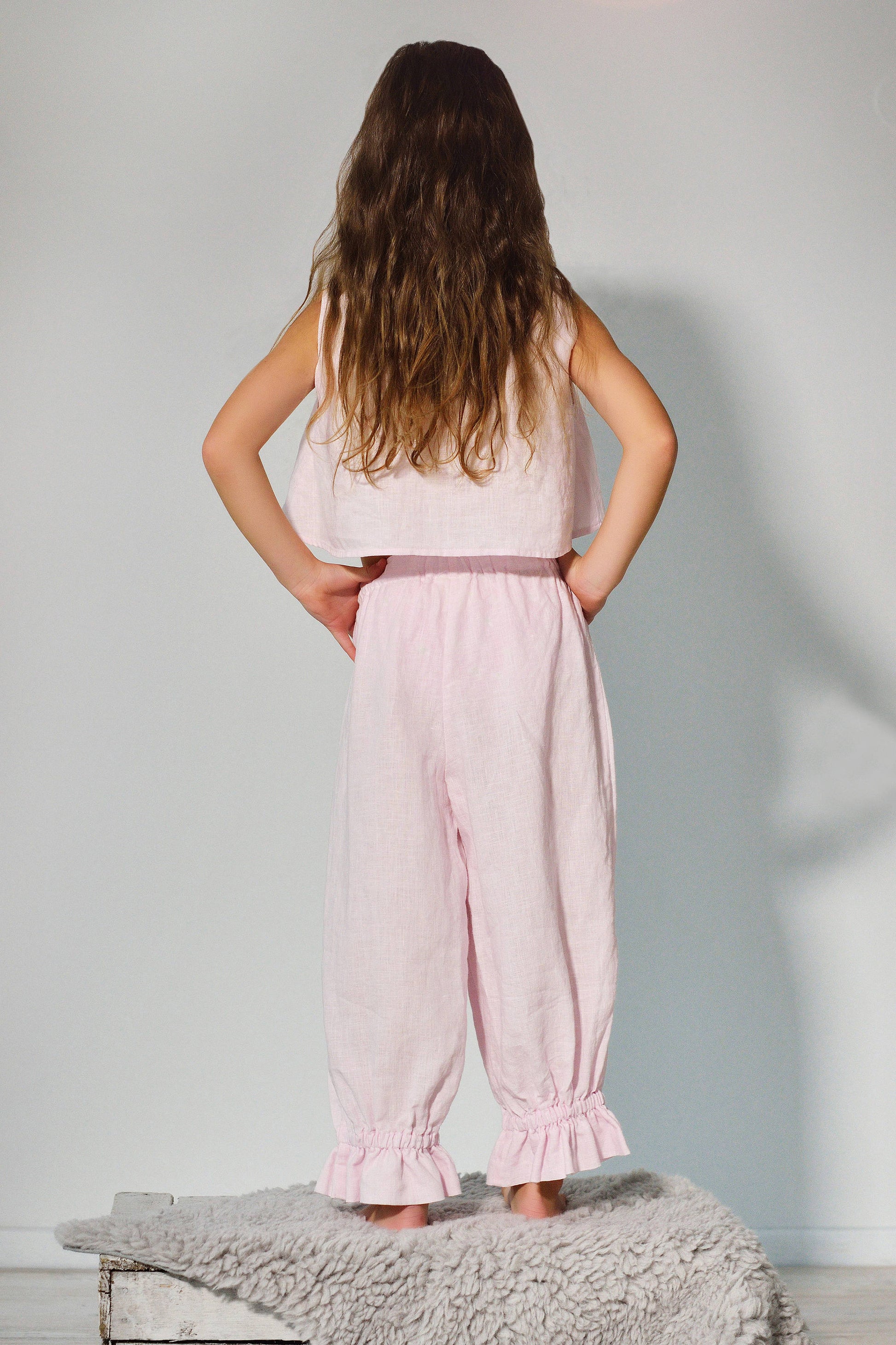 Linen Luxurious Pajama Set Butterfly For Girls
