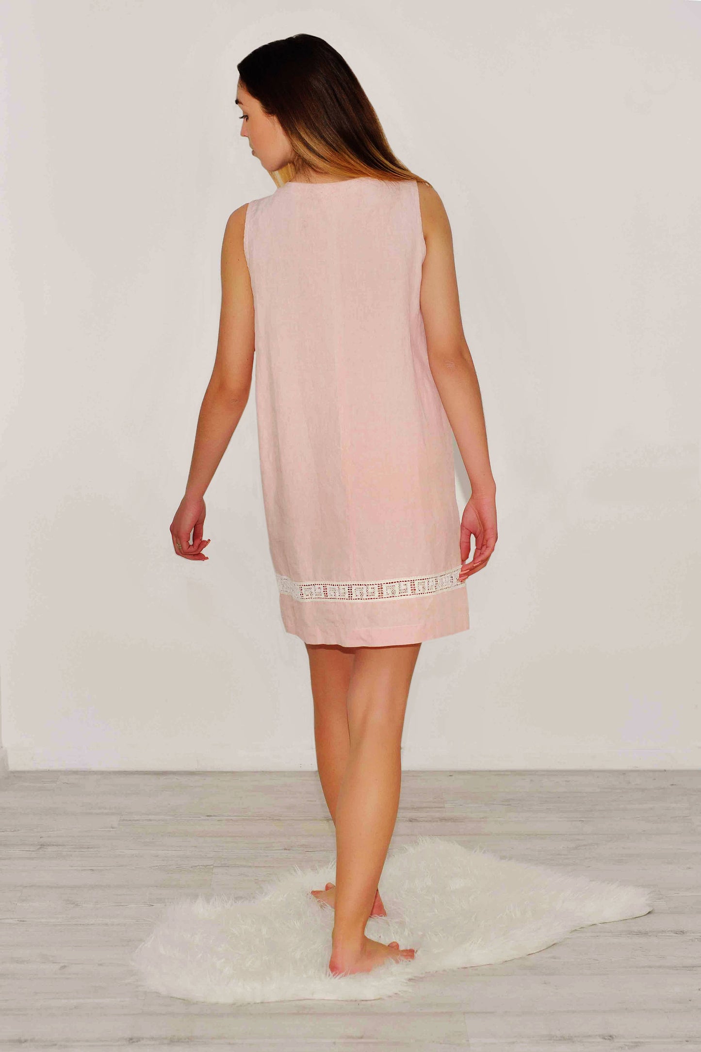 Linen Short Lace Dress MARINA