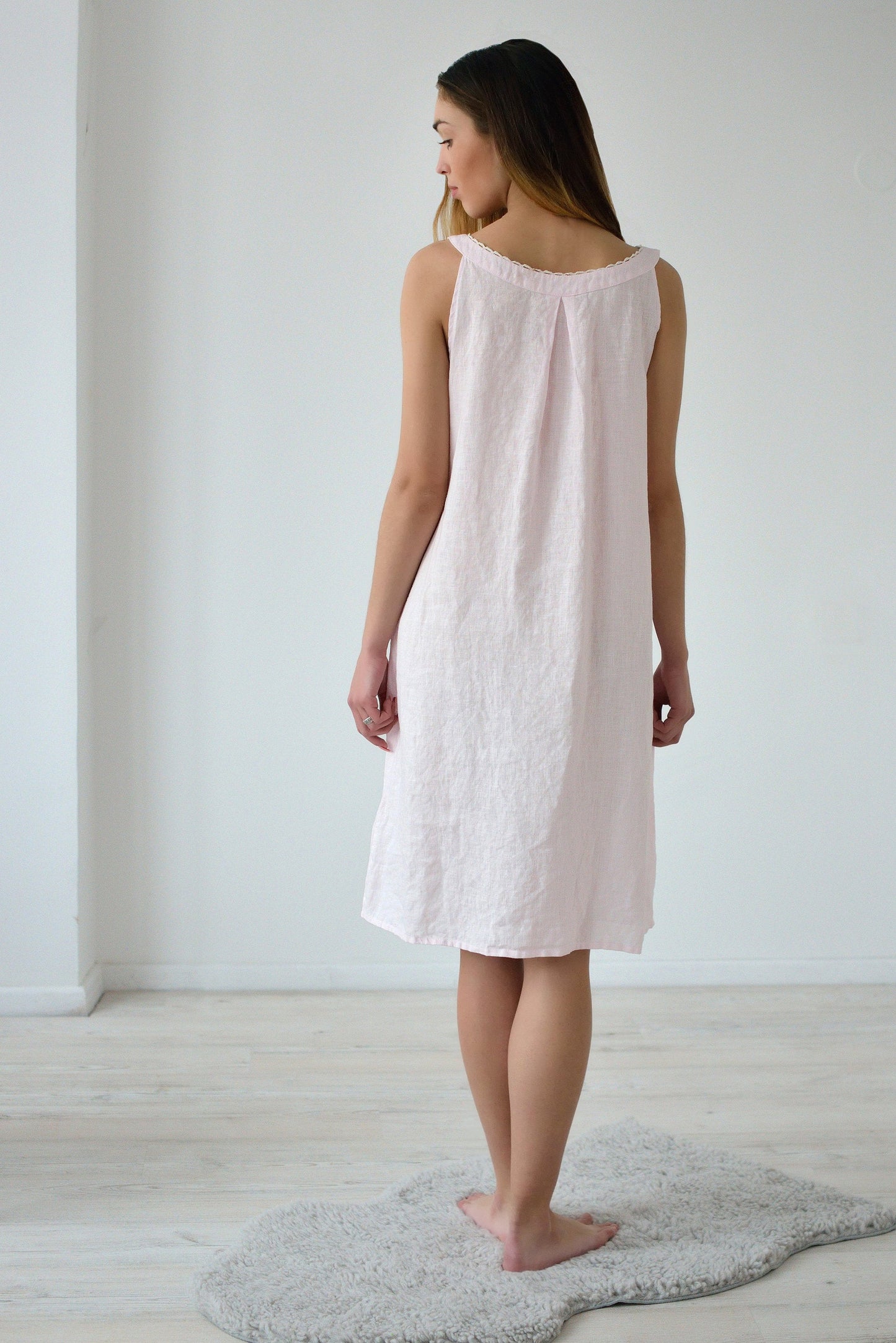 Linen Long Gown ROSIE LACED Sleeveless