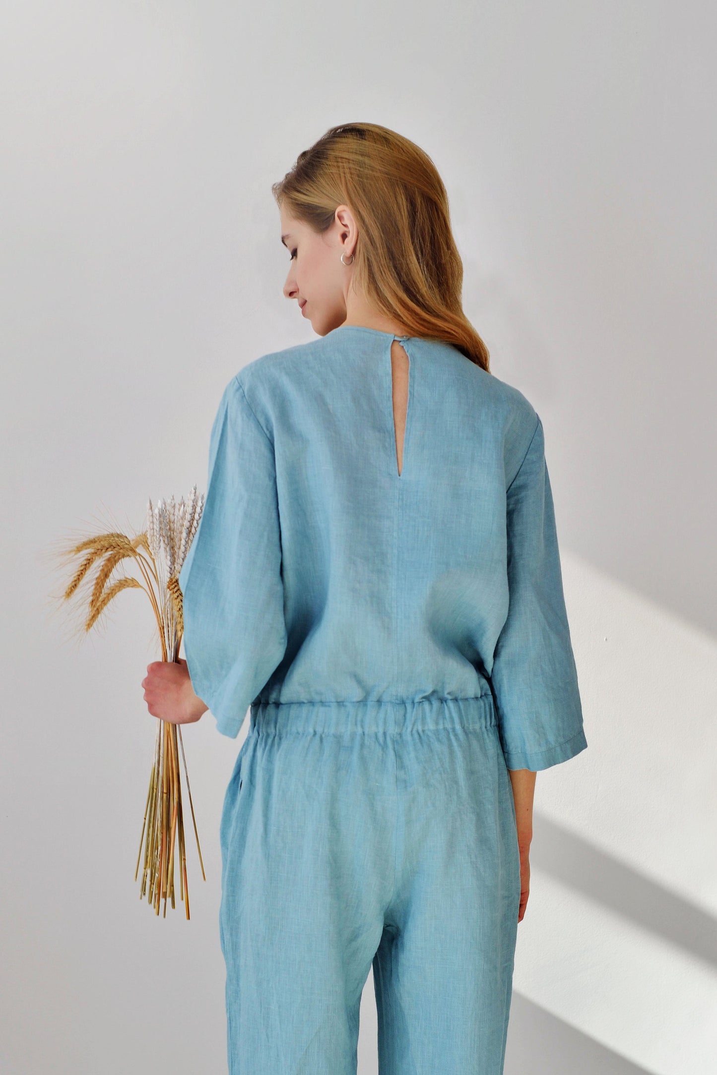 Linen Jumpsuit DIANNA with Ties
