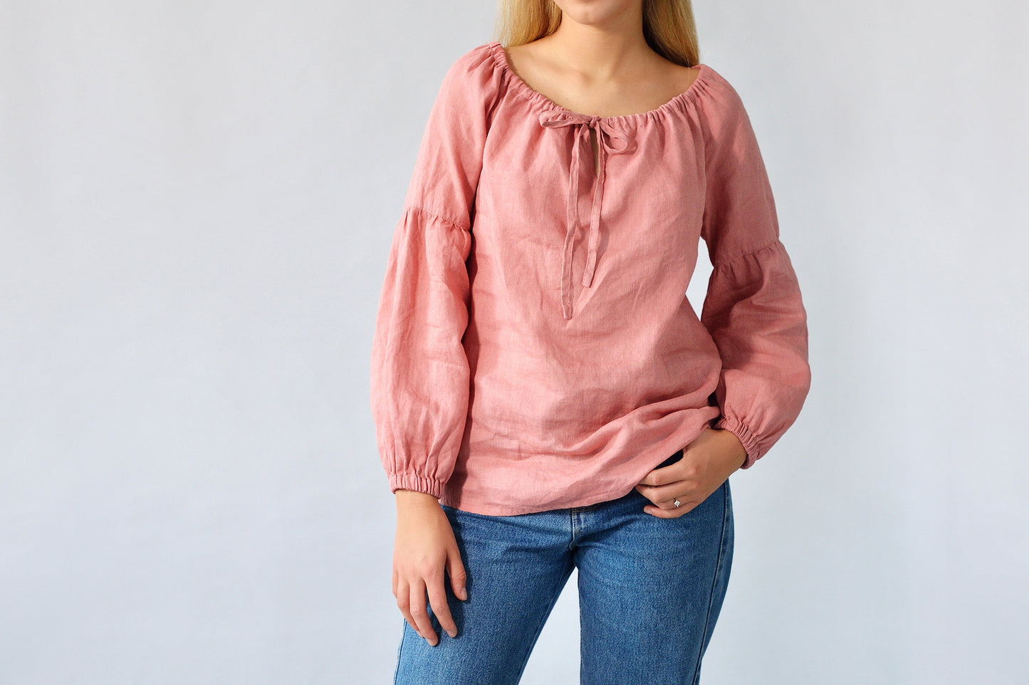 Linen Blouse PEASANT Longsleeve