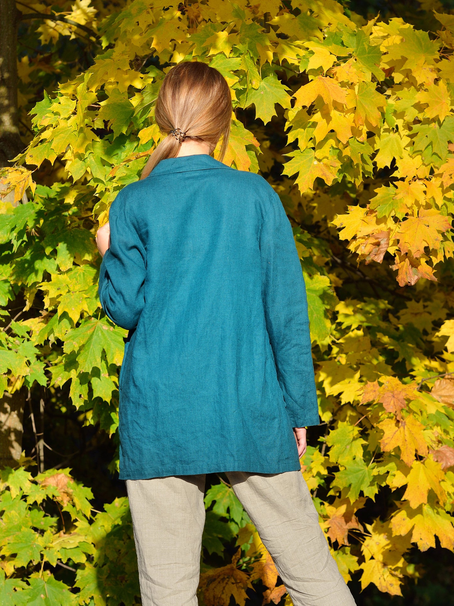 Linen Long Blazer DARIA/ Flax Jacket Casual