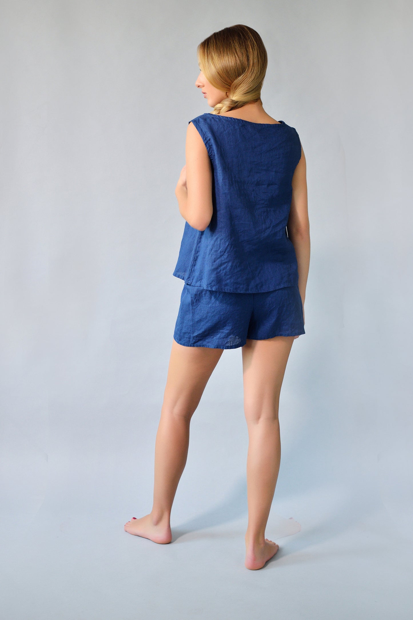Linen Pajama Set SWING For Women - Top and Shorts