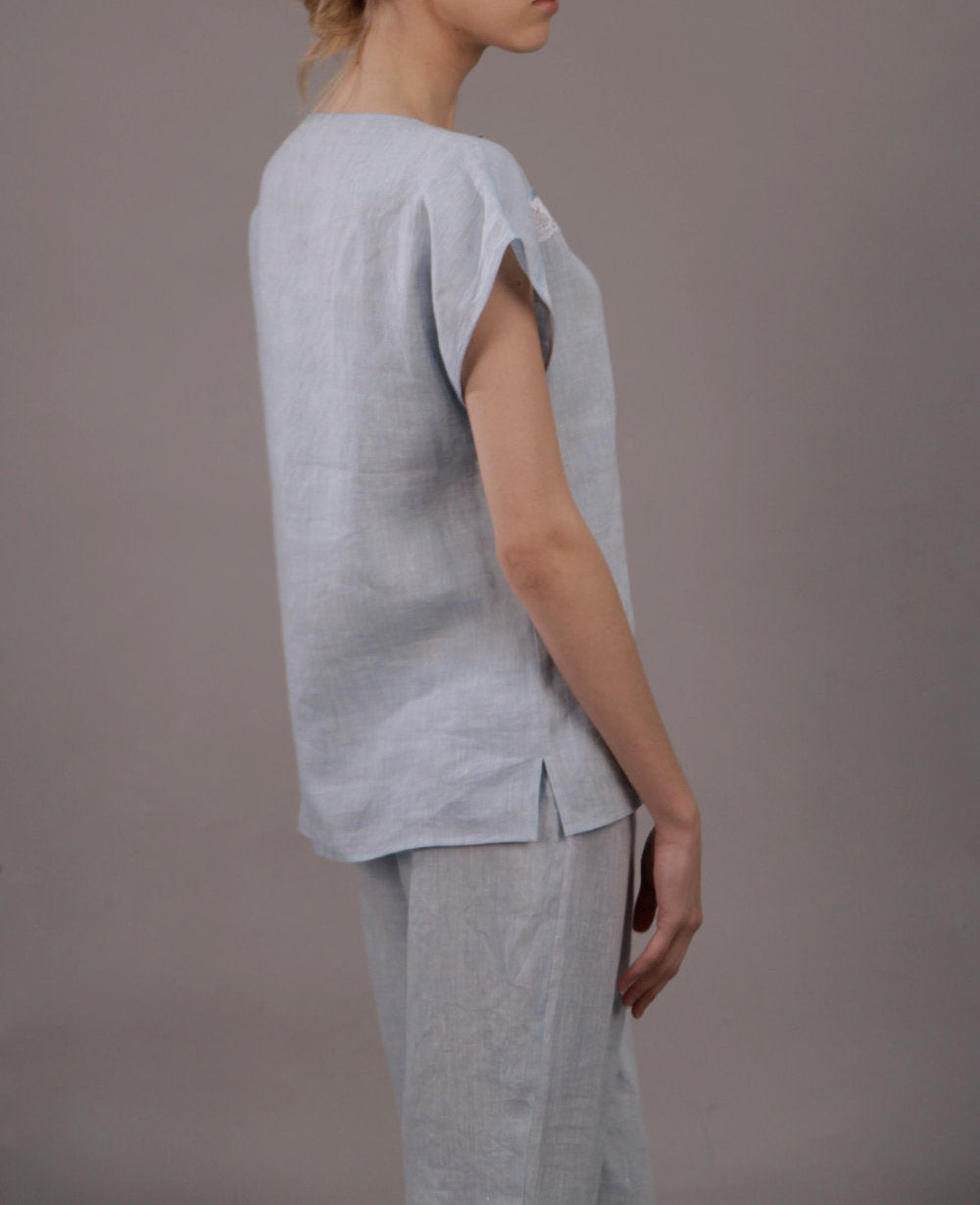 Linen CHARLOTTE Lace Top
