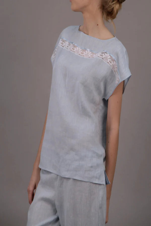 Linen CHARLOTTE Lace Top