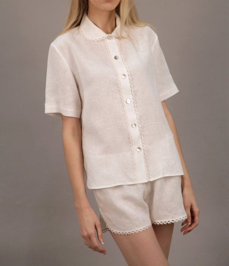 Linen Pajama Set NINA Laced For Women