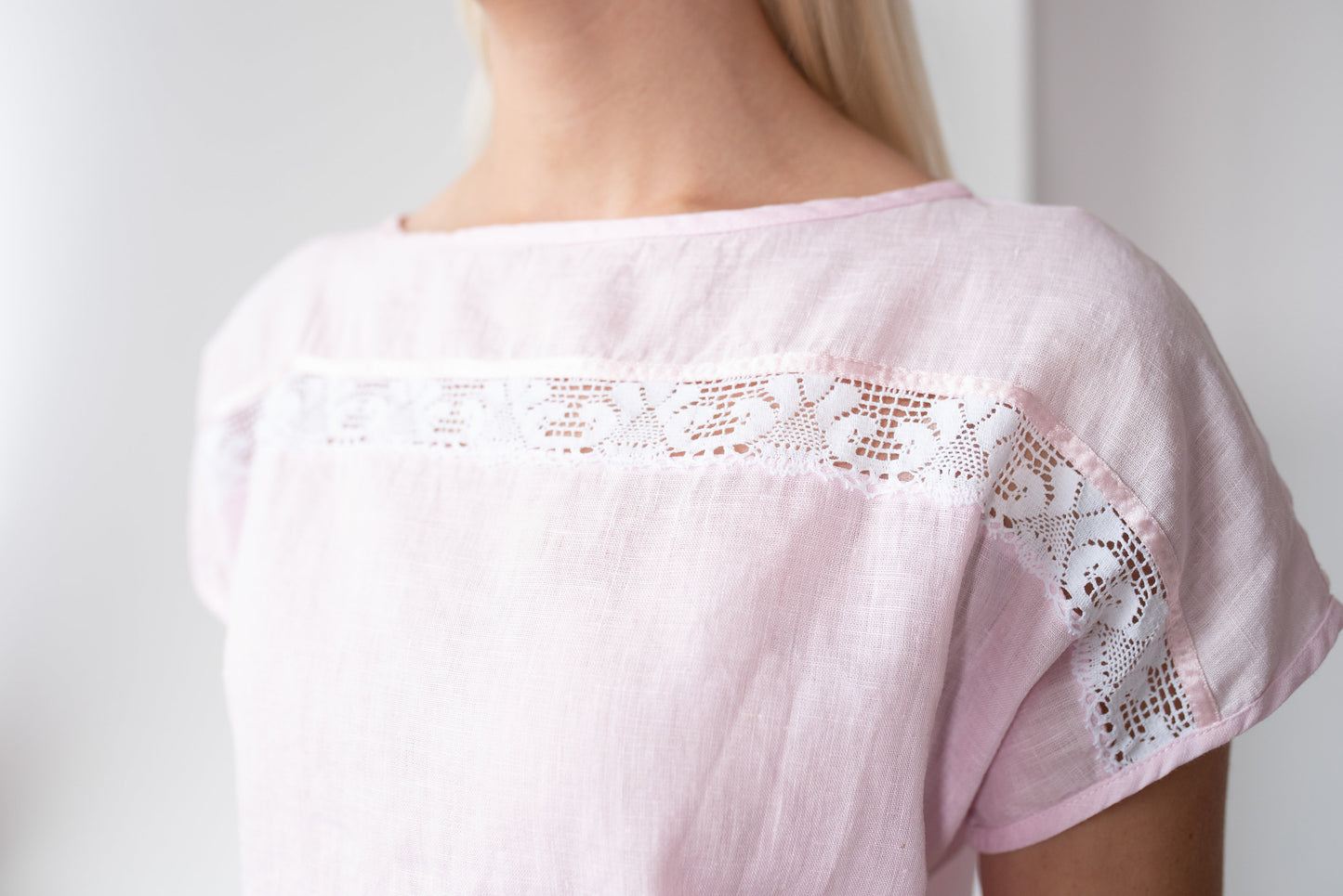 Linen Pajama Set CHARLOTTE with Lace