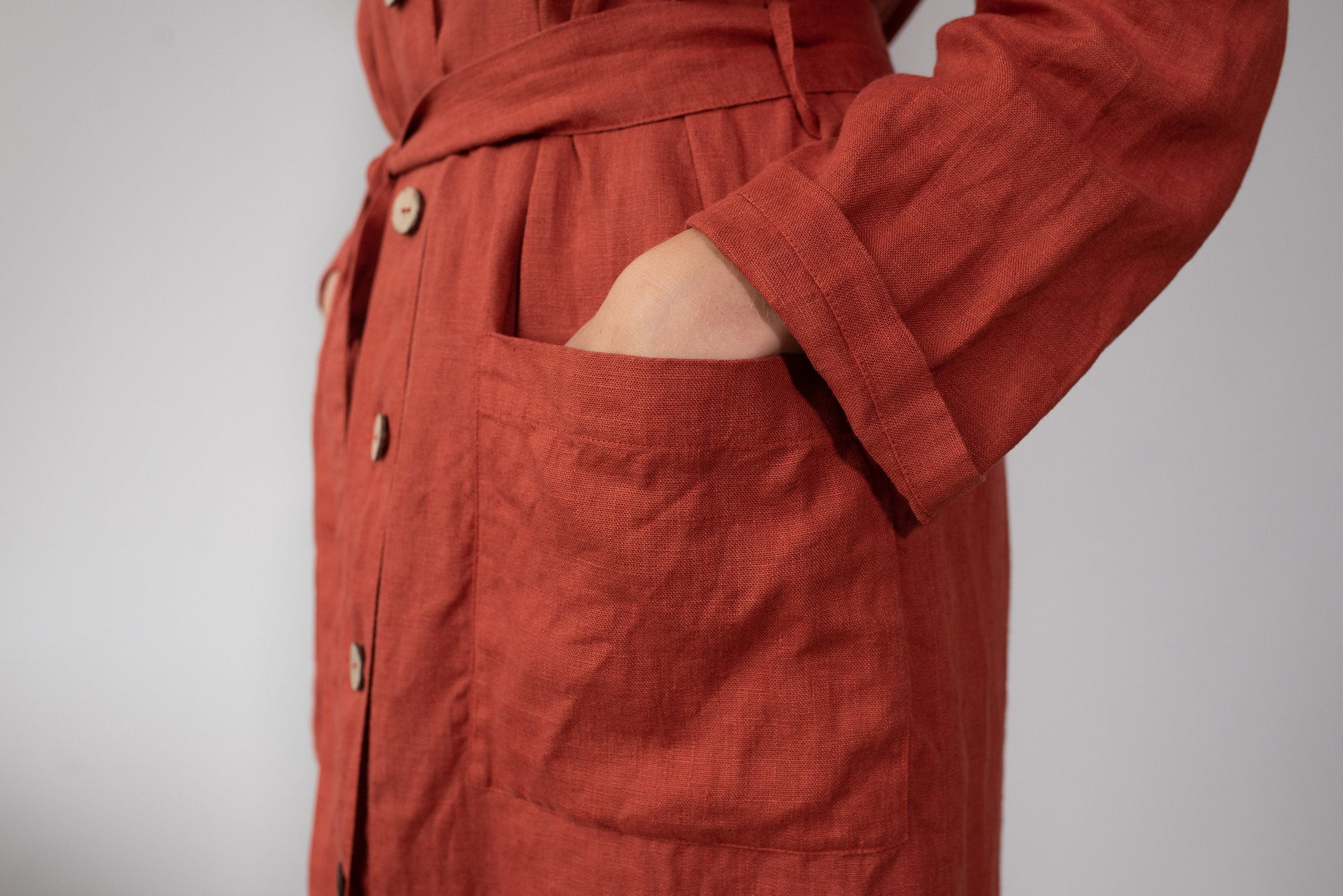 Linen Long Loose Blazer SANDI /Linen Shirt Dress
