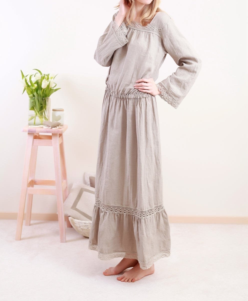 Linen Dress BOHO/ Hippie Dress Laced