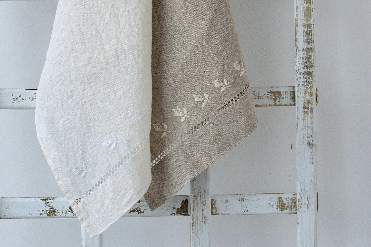 Linen Guest-Face Towel/ Dish Towel Organic/ Handembroidered Towel Linen/ Vintage Christmas Gift / Linen Hand Towel/ Hygge Bath Towel Linen