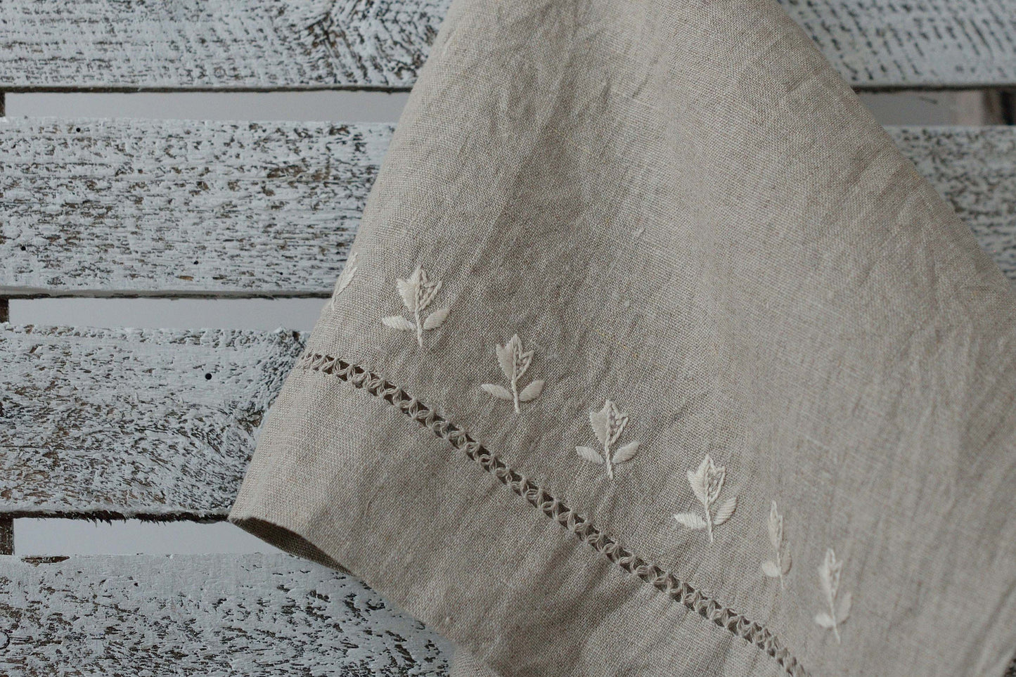 Linen Guest-Face Towel/ Dish Towel Organic/ Handembroidered Towel Linen/ Vintage Christmas Gift / Linen Hand Towel/ Hygge Bath Towel Linen