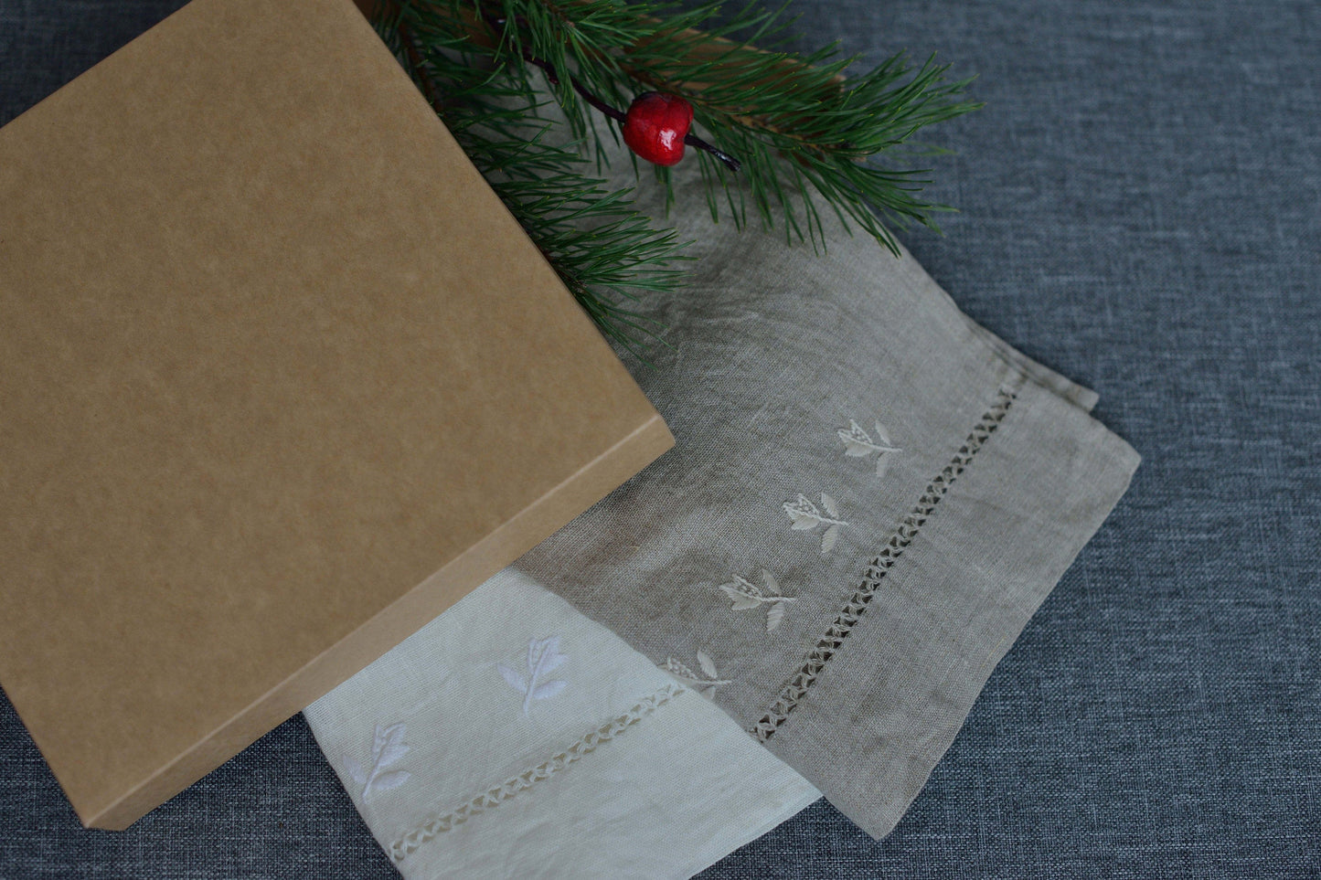 Linen Guest-Face Towel/ Dish Towel Organic/ Handembroidered Towel Linen/ Vintage Christmas Gift / Linen Hand Towel/ Hygge Bath Towel Linen