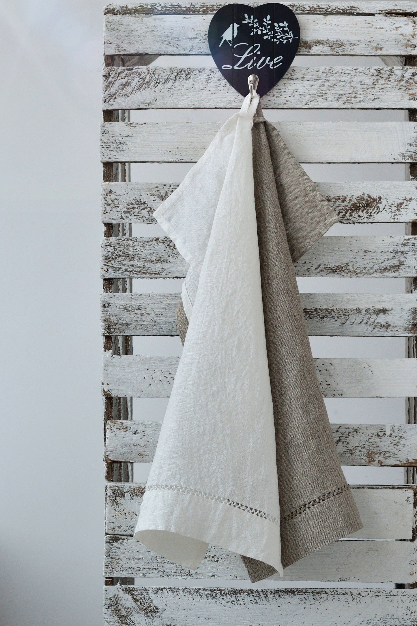 Linen Towel Natural With Drawnwork/ Organic Towel Vintage Handstitched/ Linen Hand Towel Hygge/ Luxury Christmas Linen Gift