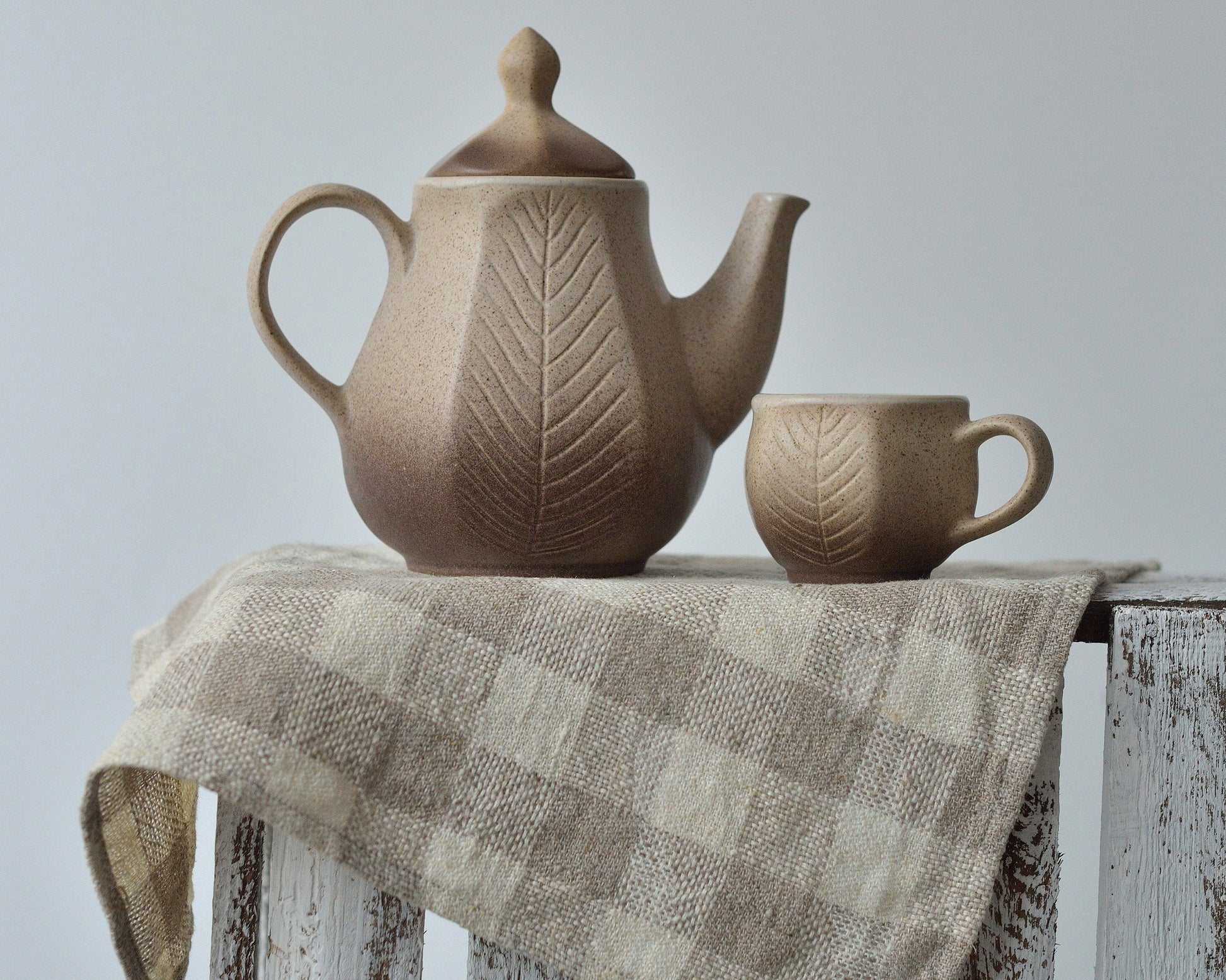 Linen Natural Napkins Checkered in Rough Quality Undyed Flax