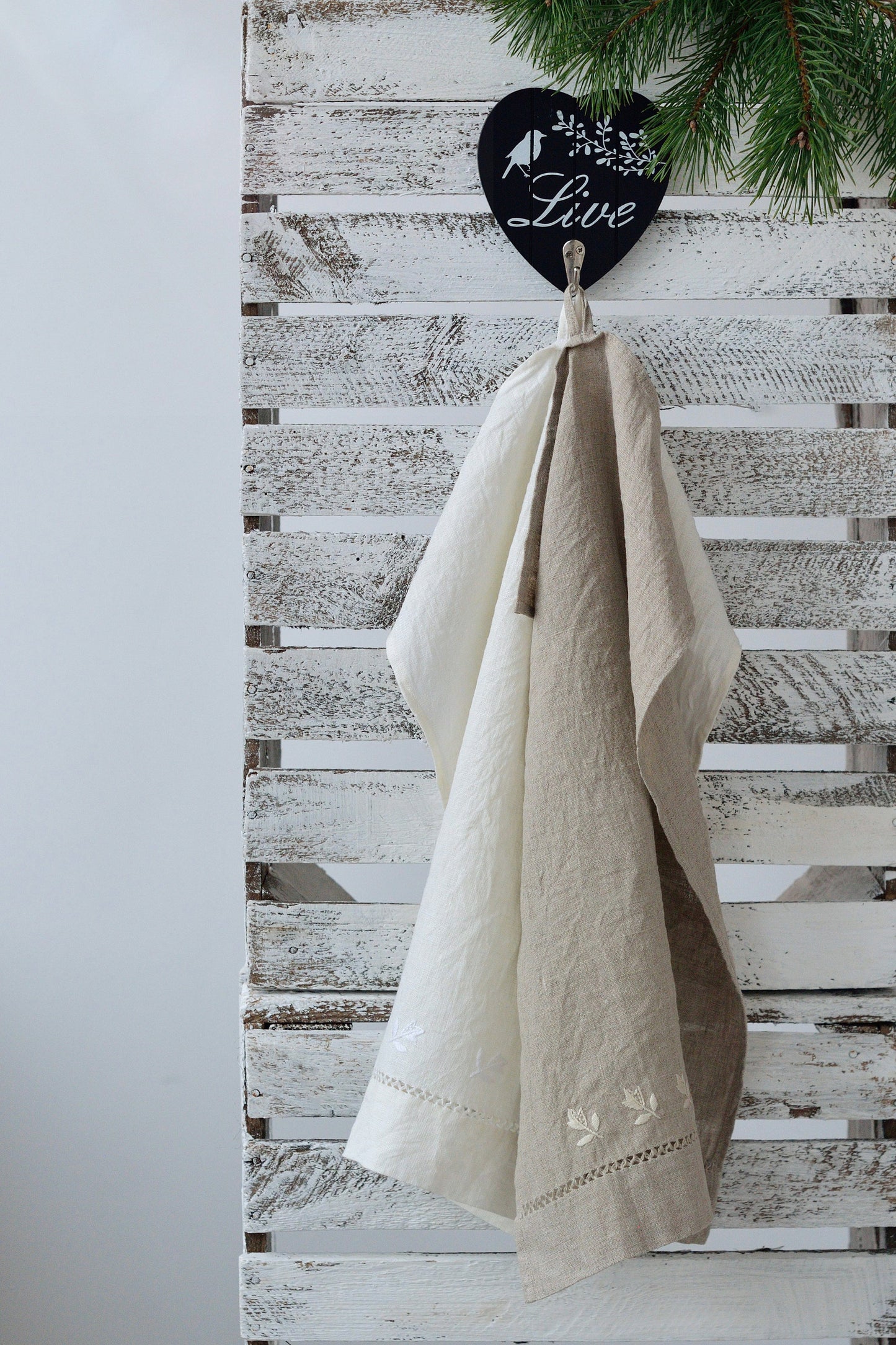 Linen Guest-Face Towel/ Dish Towel Organic/ Handembroidered Towel Linen/ Vintage Christmas Gift / Linen Hand Towel/ Hygge Bath Towel Linen