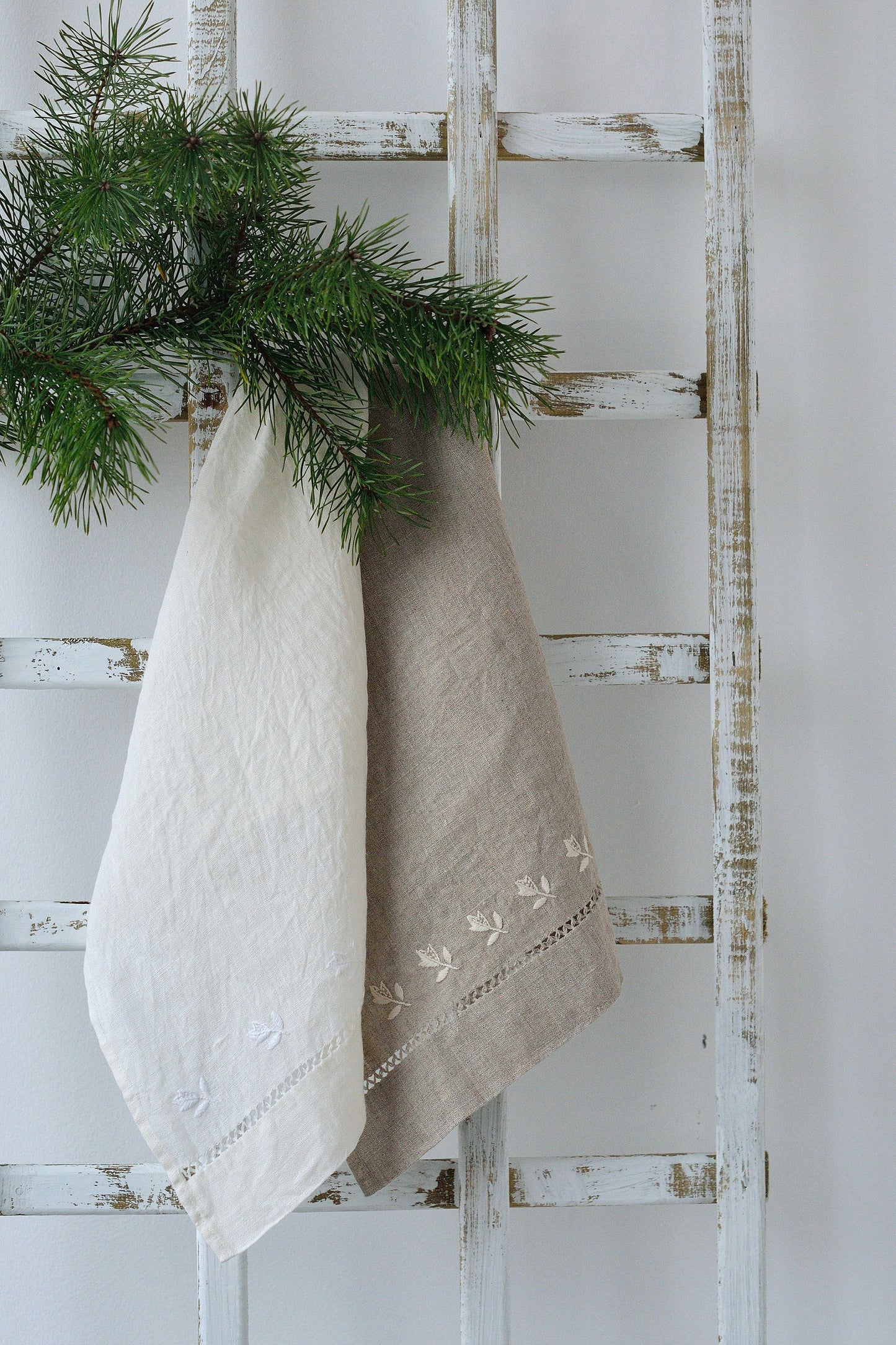 Linen Guest-Face Towel/ Dish Towel Organic/ Handembroidered Towel Linen/ Vintage Christmas Gift / Linen Hand Towel/ Hygge Bath Towel Linen