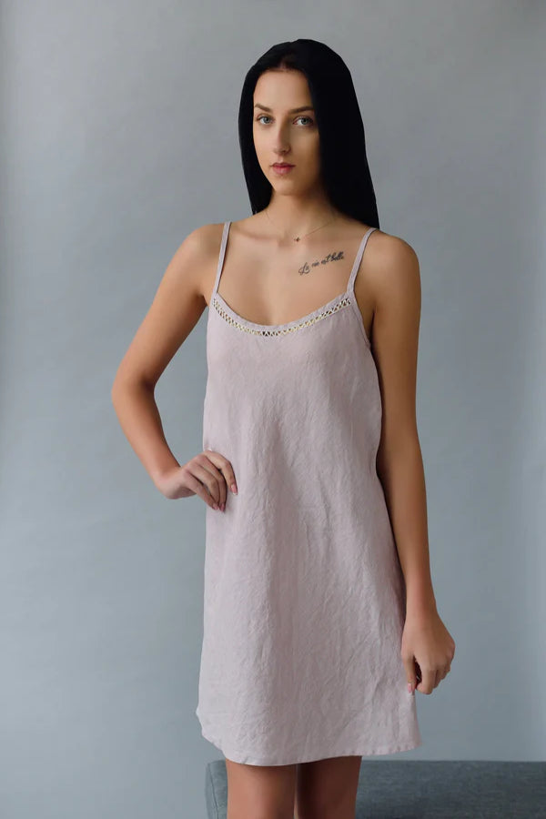 Linen Organic Slip MONA with Laced Front