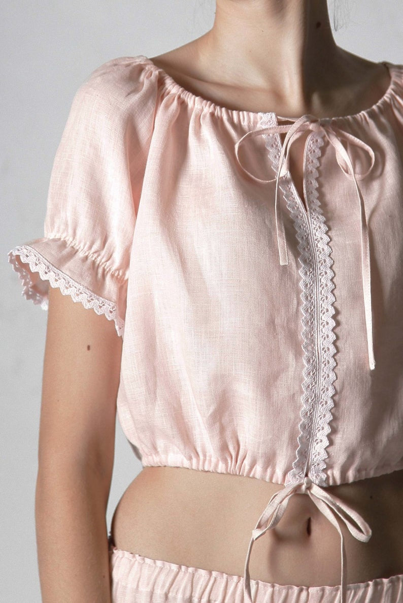 Linen Pajama Set ANASTASIA Victorian Style