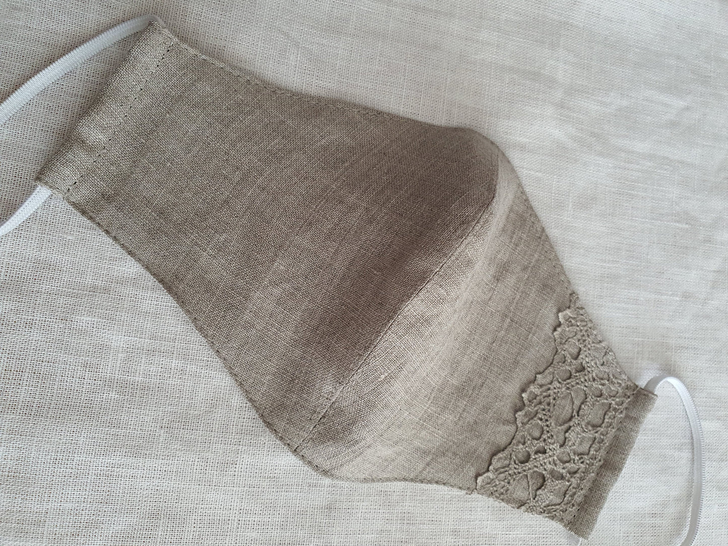Occasional Linen Face Mask Laced/ Reusable Organic Mask With filter pocket