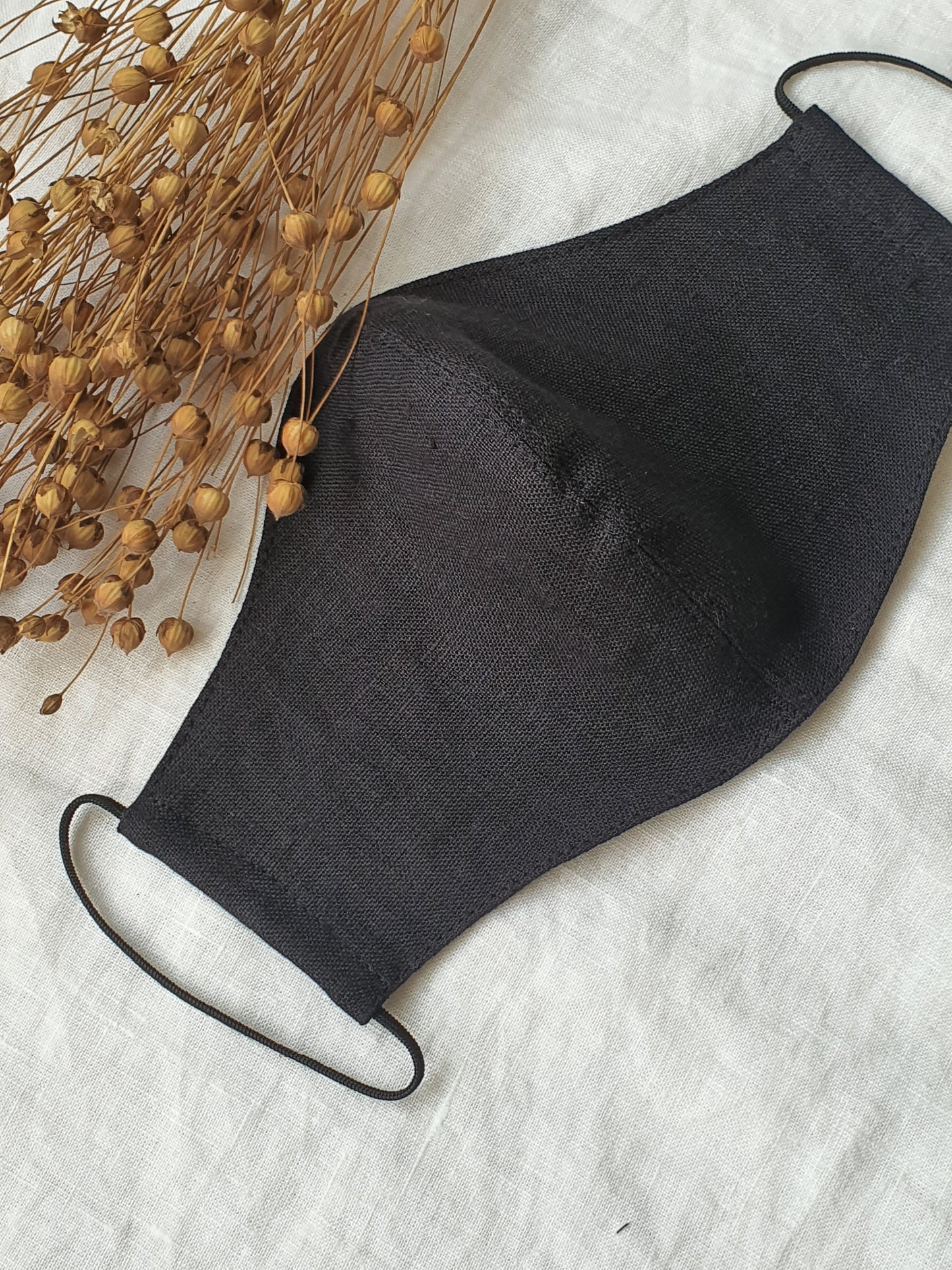 Linen Face Mask for Adults/ Reusable Organic Mask With Filter Pocket