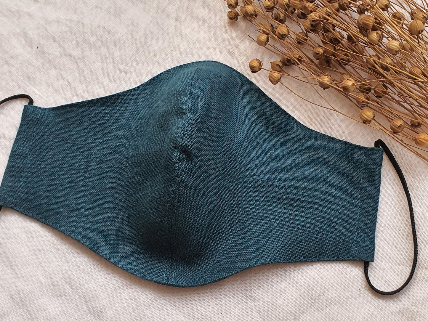 Linen Face Mask for Adults/ Reusable Organic Mask With Filter Pocket