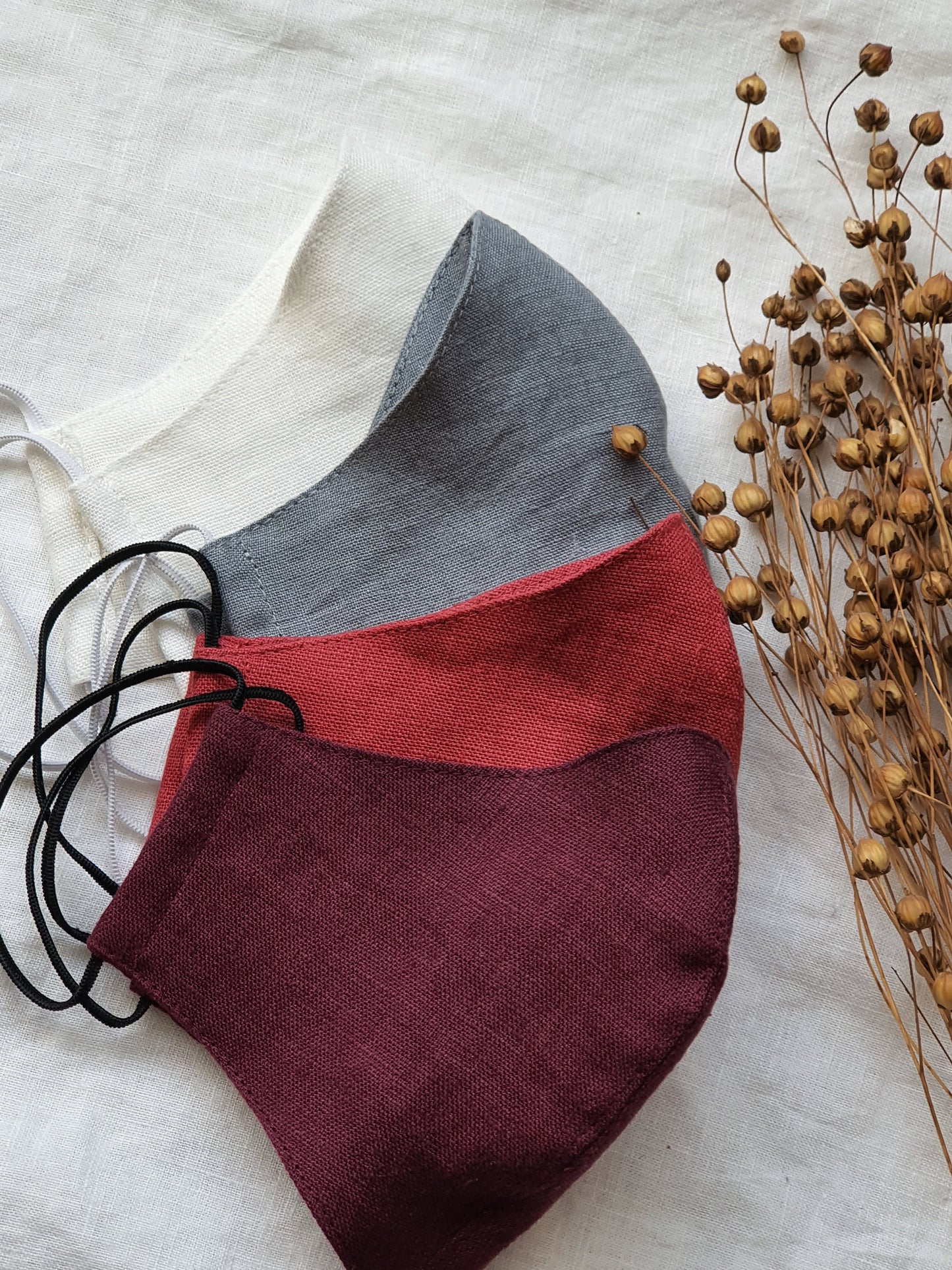 Linen Face Mask for Adults/ Reusable Organic Mask With Filter Pocket
