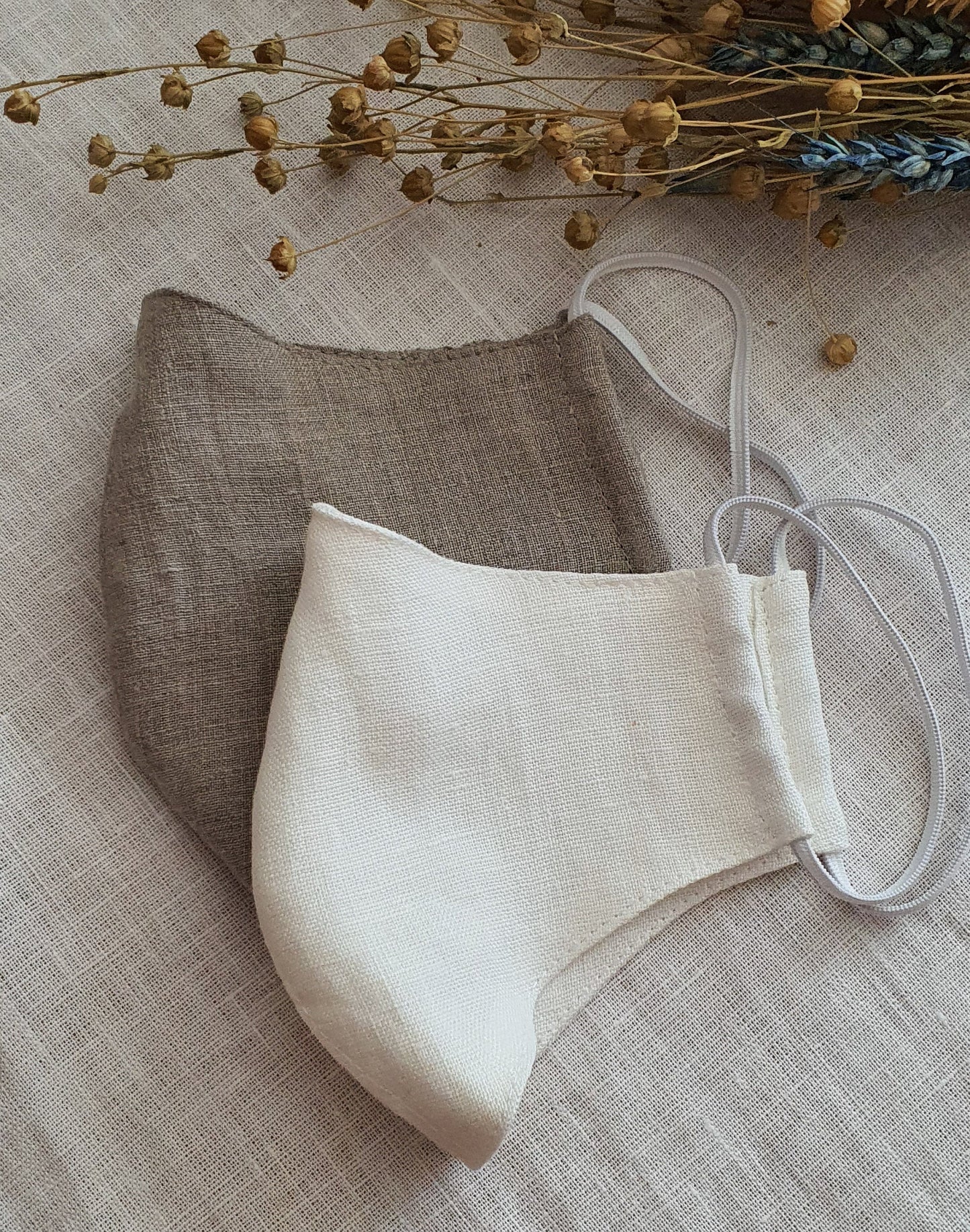 Linen Face Mask for Adults/ Reusable Organic Mask With Filter Pocket