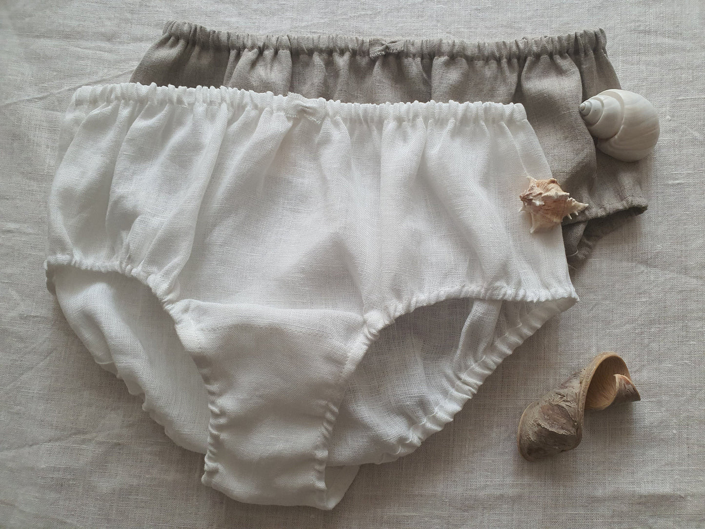 Linen Panties/Knickers Midi High Set of 2/