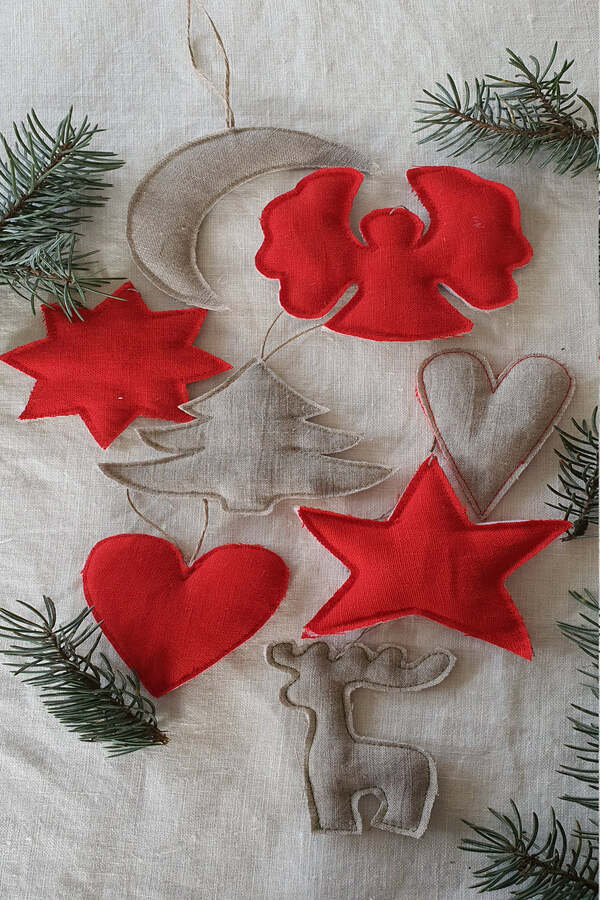 Christmas Tree Decoration/ Linen Handmade Toys for Christmas/ Zero Waste Product