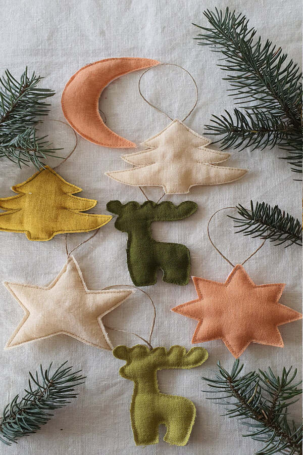 Christmas Tree Decoration/ Linen Handmade Toys for Christmas/ Zero Waste Product