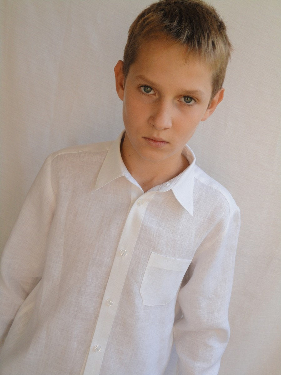 Linen classic shirt for boy 6-12 years